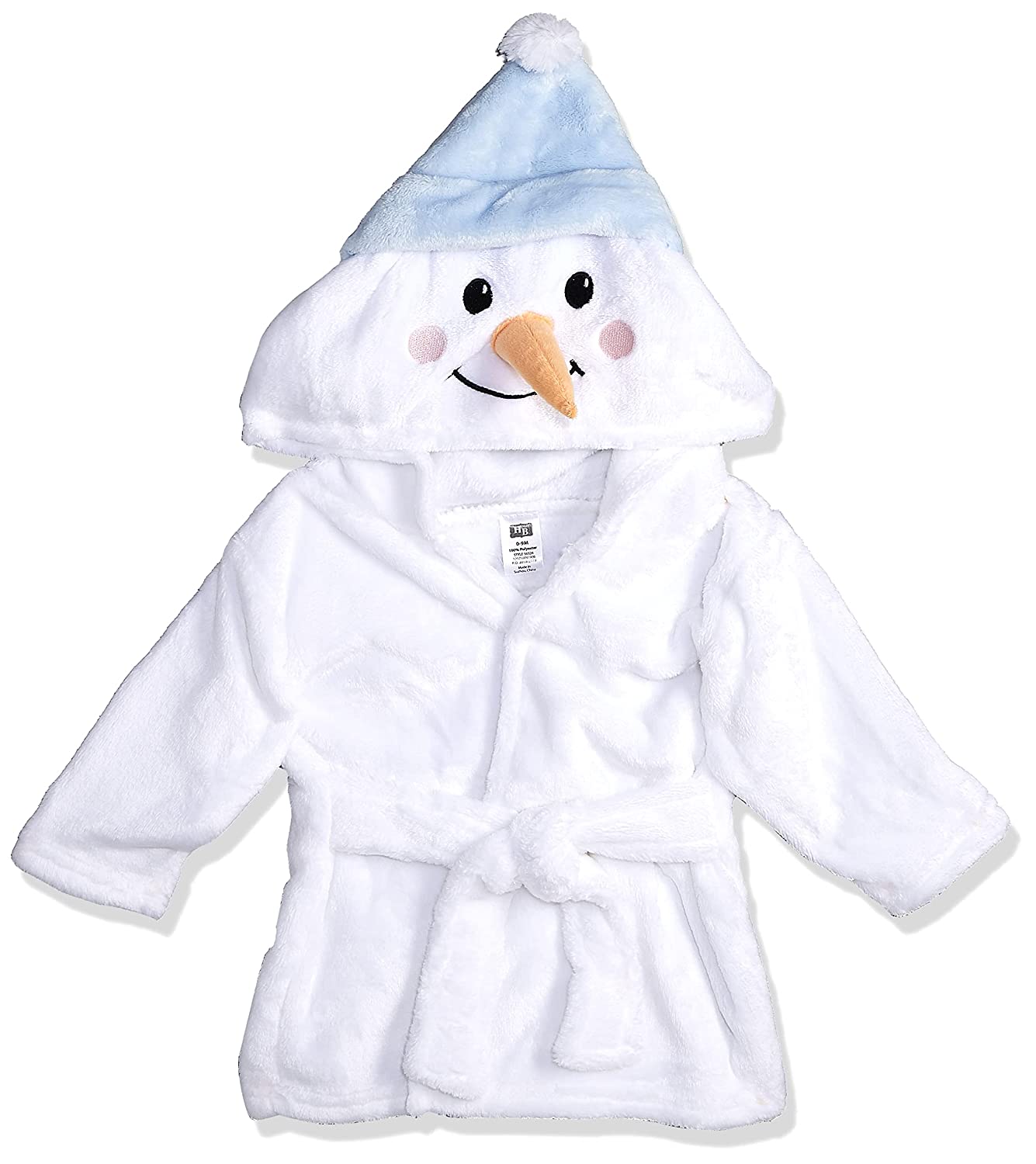 230816074507422_1 Hudson Baby Unisex Baby Plush Animal Face Bathrobe, Pretty Elephant, 0-9 Months - Image 1